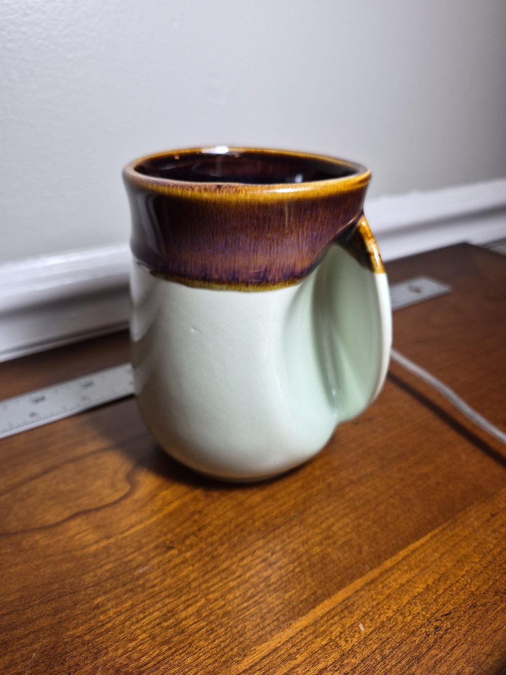 Selamica Two-Tone Ceramic Mug Lead Free with Brown Glazed Rim 16oz